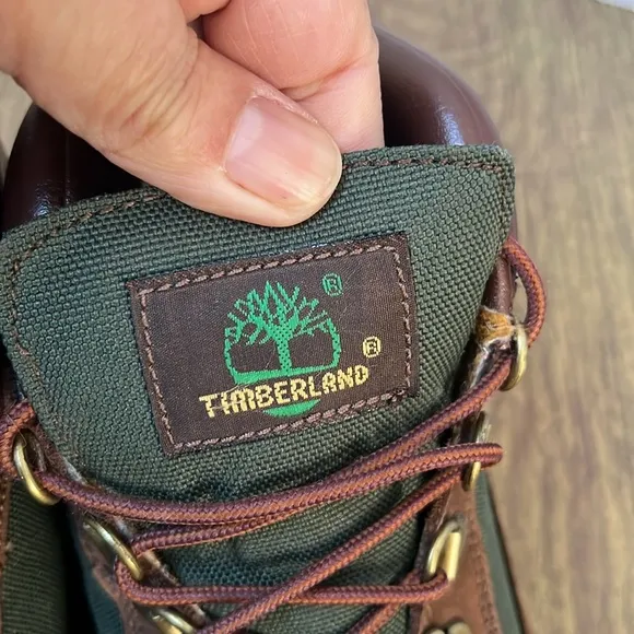 Timberland Field Boots Brown Nubuck Olive Green Leather Hiking Boots Size 6