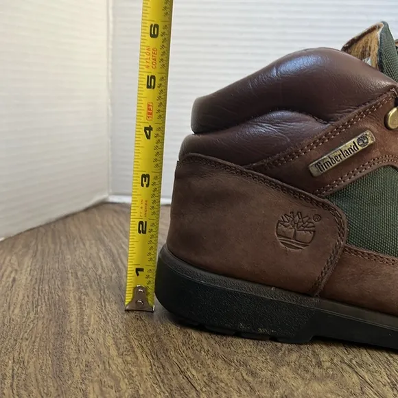 Timberland Field Boots Brown Nubuck Olive Green Leather Hiking Boots Size 6