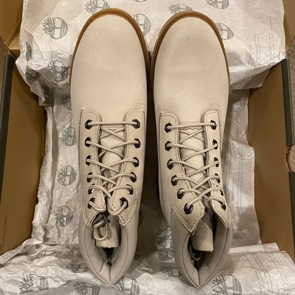 Timberland Linden Woods Light Taupe 6&quot; Waterproof Ankle Boots Bootie Shoes 8 NEW