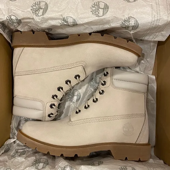 Timberland Linden Woods Light Taupe 6&quot; Waterproof Ankle Boots Bootie Shoes 8 NEW