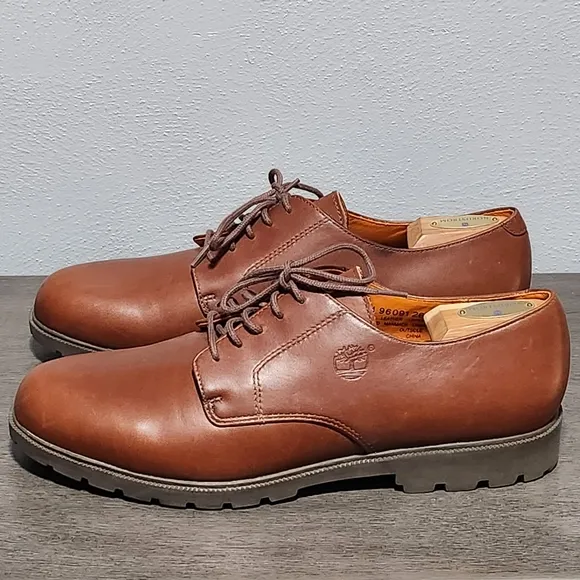 TIMBERLAND Oxford Shoes Mens 11.5  Brown Leather Waterproof Lug Sole Casual