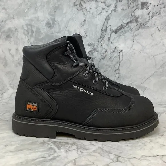 Timberland Pro Size 12M Black Internal Met Guard 6&quot; Work Boots Steel Toe P18-1