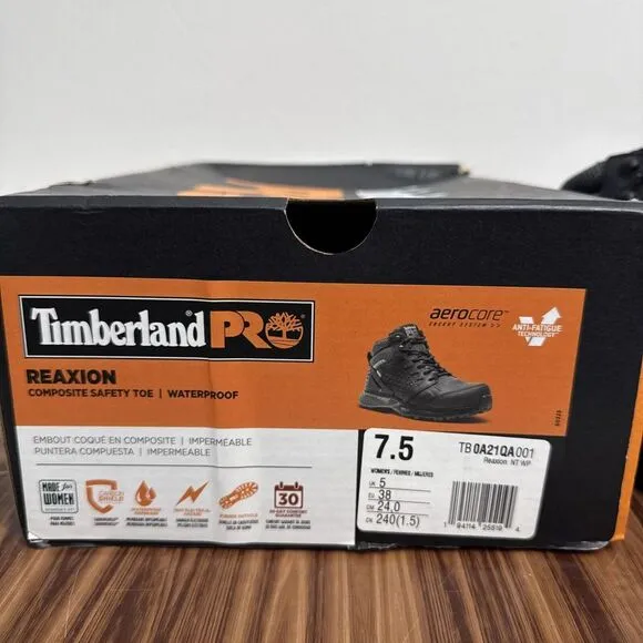 Timberland PRO Women's Composite Reaxion Black  Work &amp; Safety Boots Size 7.5 NEW