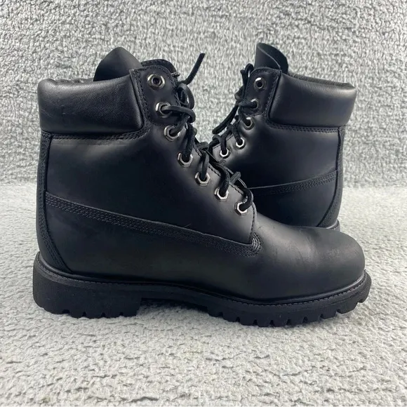 Timberland Waterproof Boot Men's 7.5M 6&quot; Premium Leather Black Smooth‎ Lace Up