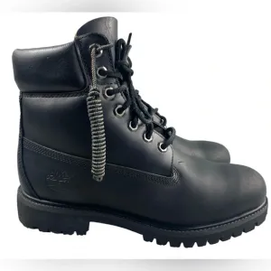 Timberland Waterproof Boot Men's 7.5M 6&quot; Premium Leather Black Smooth‎ Lace Up