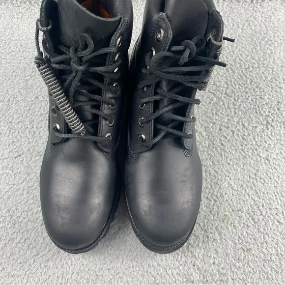 Timberland Waterproof Boot Men's 7.5M 6&quot; Premium Leather Black Smooth‎ Lace Up
