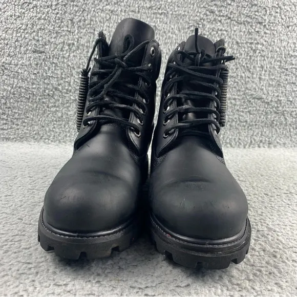Timberland Waterproof Boot Men's 7.5M 6&quot; Premium Leather Black Smooth‎ Lace Up