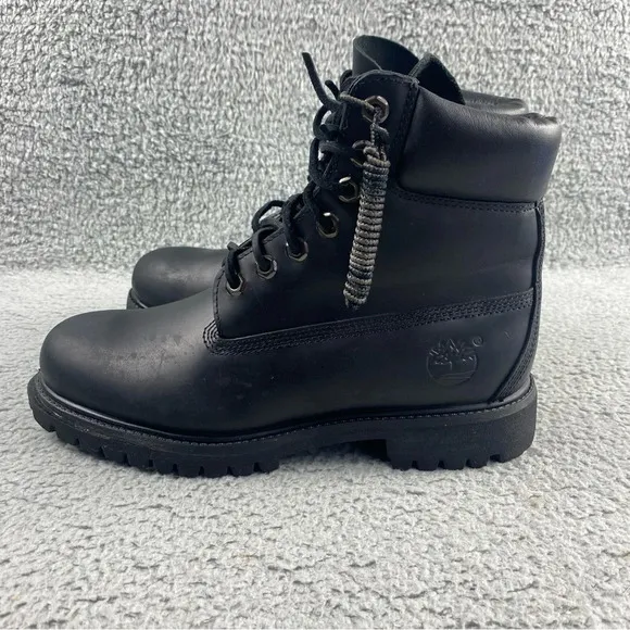 Timberland Waterproof Boot Men's 7.5M 6&quot; Premium Leather Black Smooth‎ Lace Up