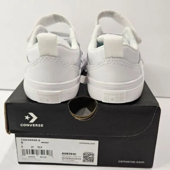 TODDLER CONVERSE PRO BLAZE STRAP/ INFANT WHITE/WHITE A08751C /Size 5/ NEW IN BOX