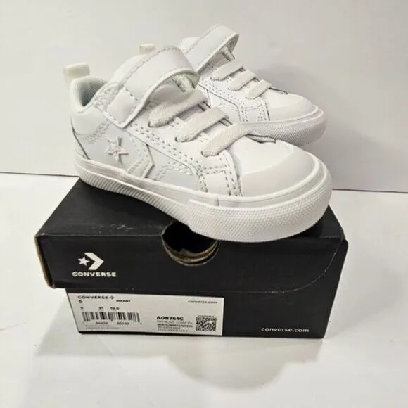 TODDLER CONVERSE PRO BLAZE STRAP/ INFANT WHITE/WHITE A08751C /Size 5/ NEW IN BOX