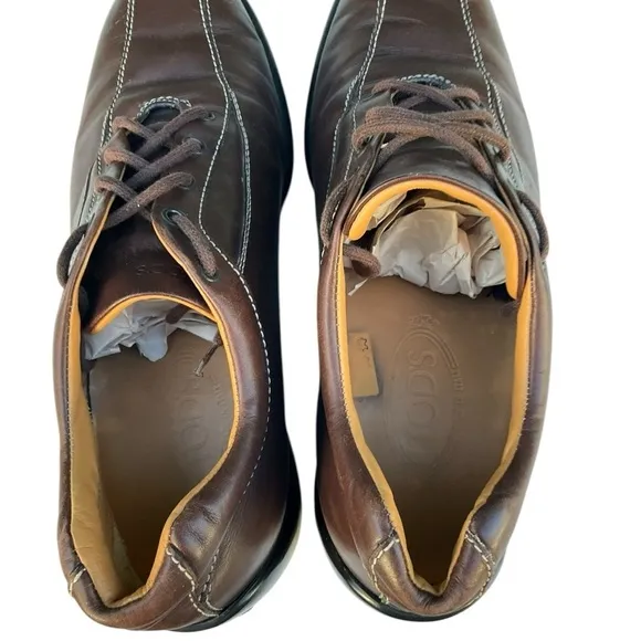 Tod's brown leather lace-up Casual Sneaker, walking shoes Mens 8.5
