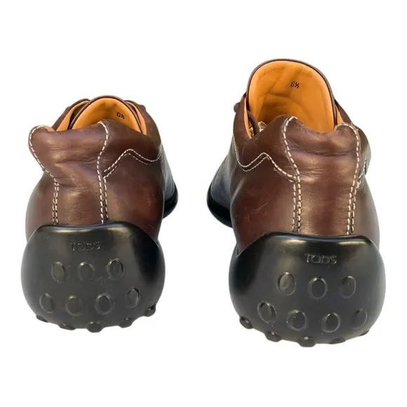 Tod's brown leather lace-up Casual Sneaker, walking shoes Mens 8.5