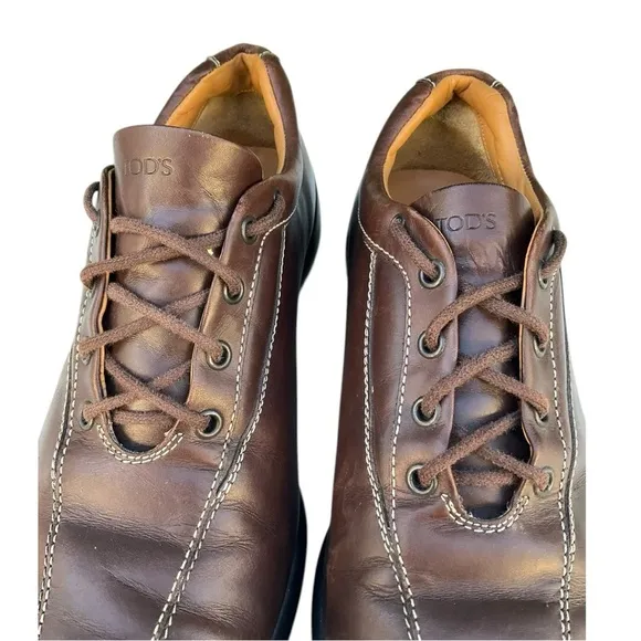 Tod's brown leather lace-up Casual Sneaker, walking shoes Mens 8.5