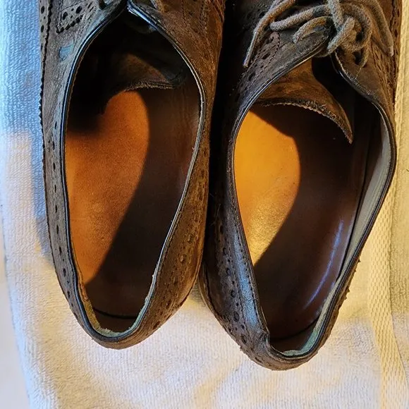 Tod's, Men's Oxford Brogue Suede Leather Dress Shoes, Brown Color, Size 10
