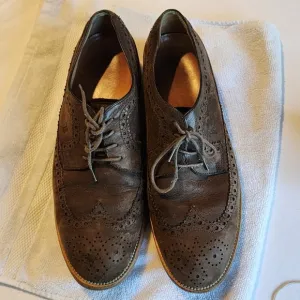 Tod's, Men's Oxford Brogue Suede Leather Dress Shoes, Brown Color, Size 10