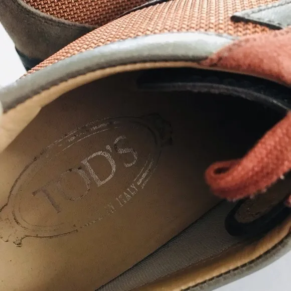 Tod's | Suede Lace Up Mesh Shoes Womens Size 40 Orange Pointy Toe Casual