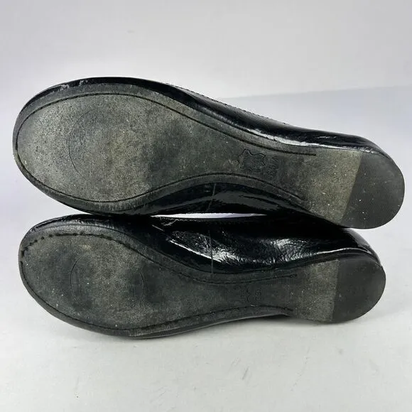 Tory Burch Black Patent Leather Flats US 6.5 Ballet Slip-On Shoes
