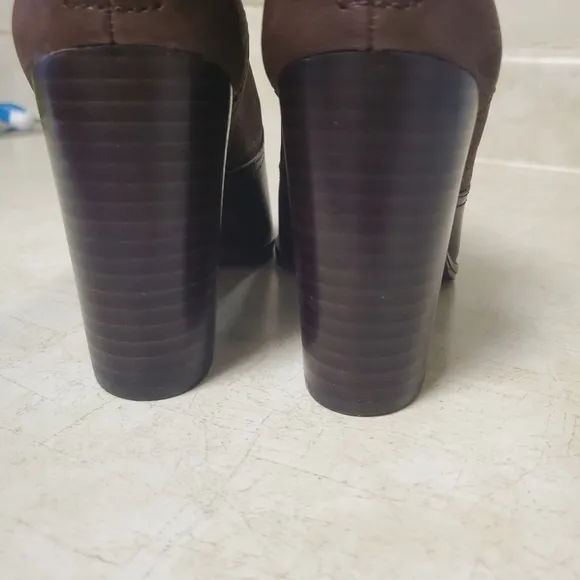 Tory Burch Brown Leather Bootie Block Heel