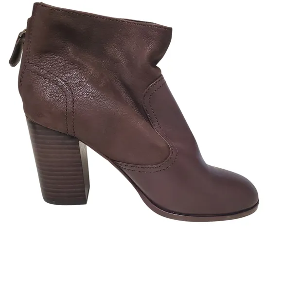 Tory Burch Brown Leather Bootie Block Heel