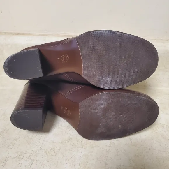 Tory Burch Brown Leather Bootie Block Heel