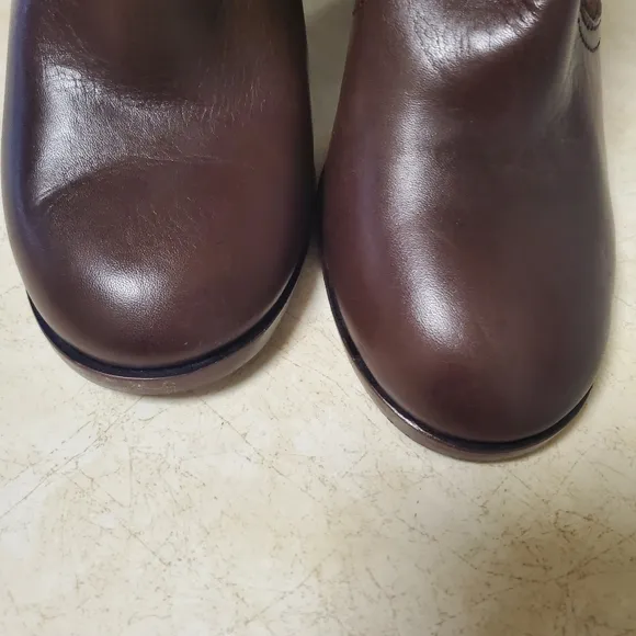 Tory Burch Brown Leather Bootie Block Heel