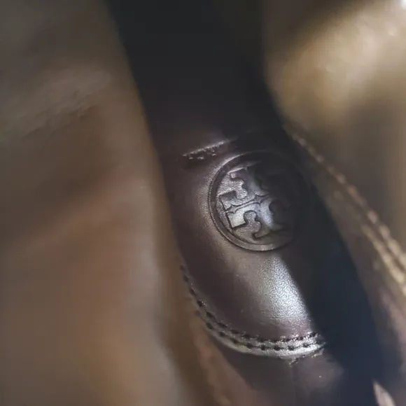 Tory Burch Brown Leather Bootie Block Heel