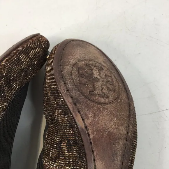 Tory Burch Caroline 2 Ballet Flats in Bronze Leopard Size 6.5M