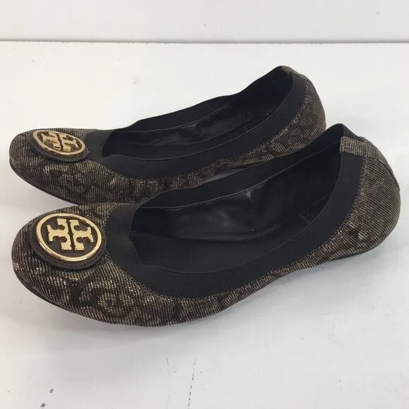 Tory Burch Caroline 2 Ballet Flats in Bronze Leopard Size 6.5M