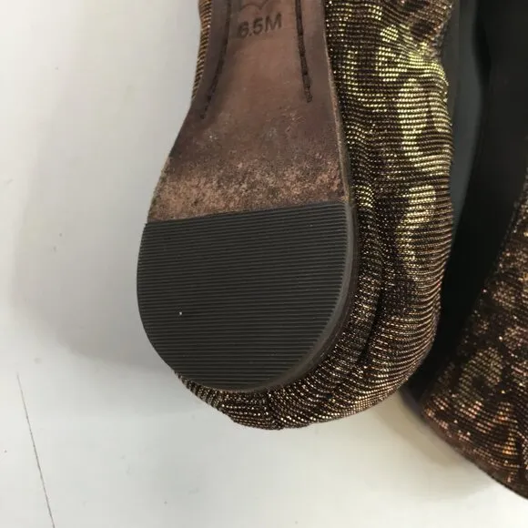 Tory Burch Caroline 2 Ballet Flats in Bronze Leopard Size 6.5M