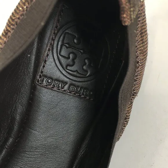 Tory Burch Caroline 2 Ballet Flats in Bronze Leopard Size 6.5M