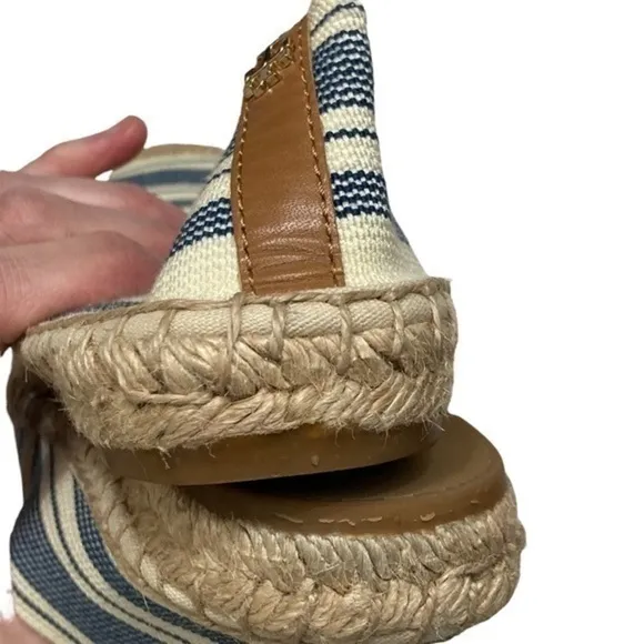 Tory Burch Espadrilles Flats shoes cream with blue stripes 7.5