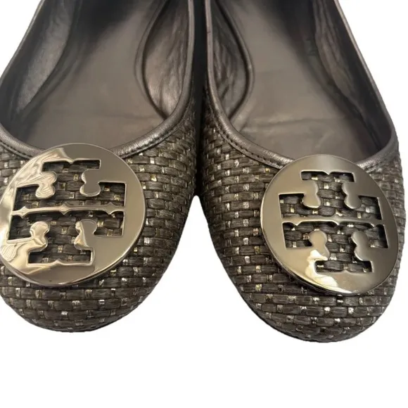 Tory Burch flats Shoes size 9.5 Ballet Slip Ons Gray Silver