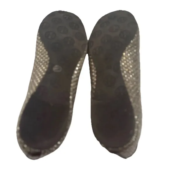 Tory Burch flats Shoes size 9.5 Ballet Slip Ons Gray Silver