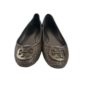 Tory Burch flats Shoes size 9.5 Ballet Slip Ons Gray Silver