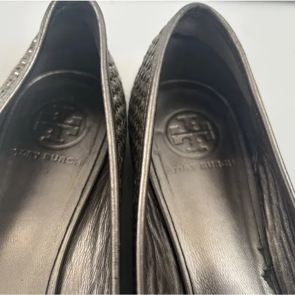 Tory Burch flats Shoes size 9.5 Ballet Slip Ons Gray Silver