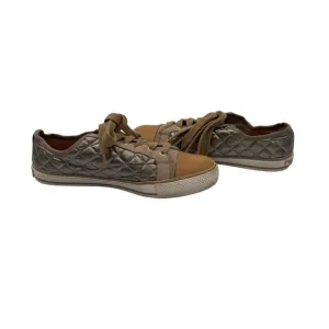 Tory Burch Gold Quilted Lace Up Cap Toe Sneakers Size 8.5 Women’s