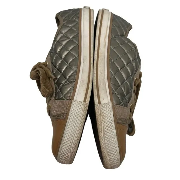 Tory Burch Gold Quilted Lace Up Cap Toe Sneakers Size 8.5 Women’s