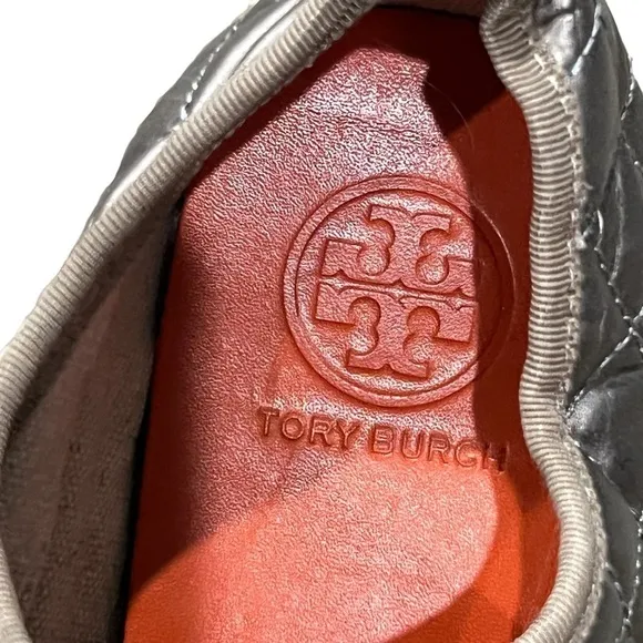 Tory Burch Gold Quilted Lace Up Cap Toe Sneakers Size 8.5 Women’s