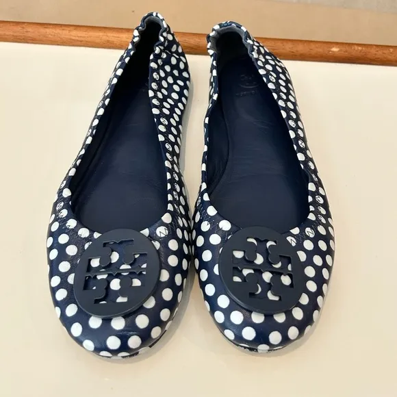 Tory Burch Navy Polka Dot Ballet Flats