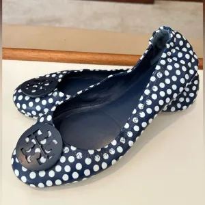Tory Burch Navy Polka Dot Ballet Flats