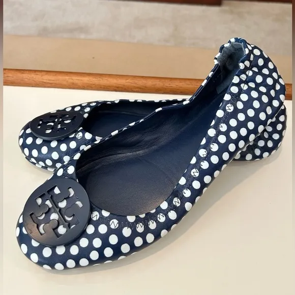 Tory Burch Navy Polka Dot Ballet Flats