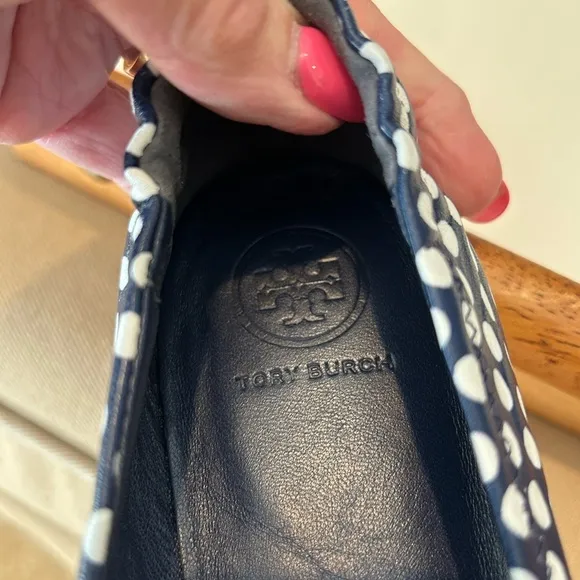 Tory Burch Navy Polka Dot Ballet Flats