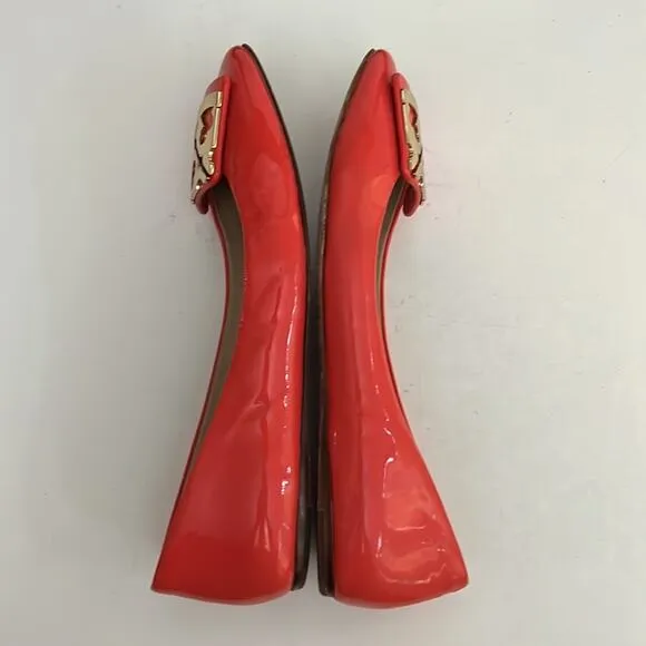 Tory Burch Orange Patent Leather Ballet Flats Size 7M