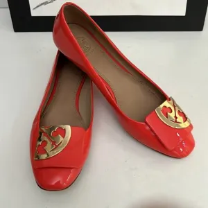 Tory Burch Orange Patent Leather Ballet Flats Size 7M