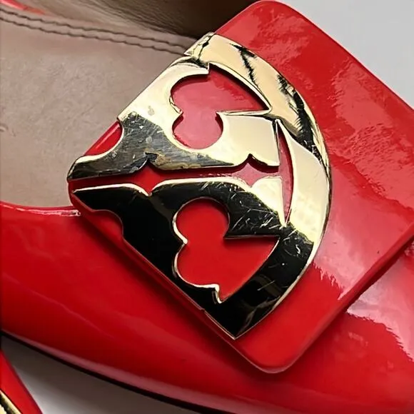 Tory Burch Orange Patent Leather Ballet Flats Size 7M