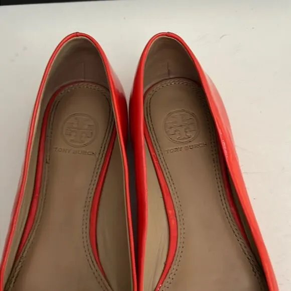 Tory Burch Orange Patent Leather Ballet Flats Size 7M