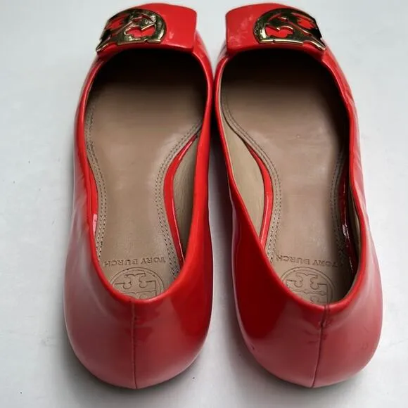 Tory Burch Orange Patent Leather Ballet Flats Size 7M