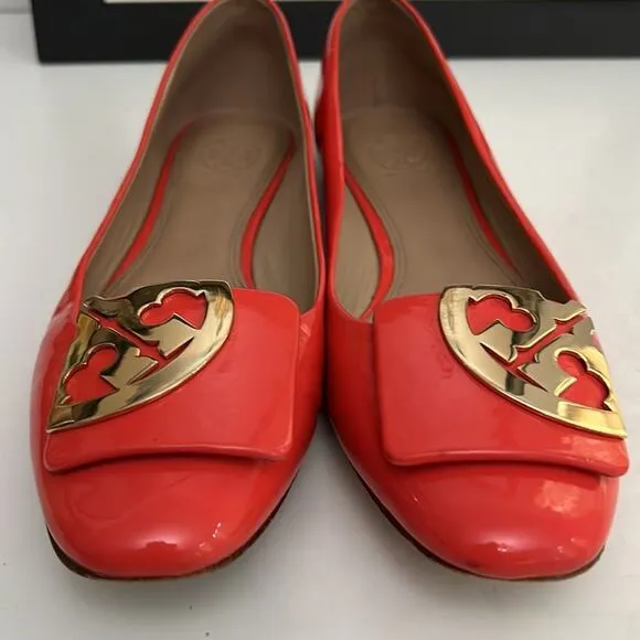 Tory Burch Orange Patent Leather Ballet Flats Size 7M