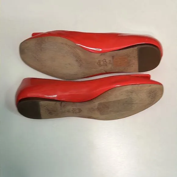Tory Burch Orange Patent Leather Ballet Flats Size 7M