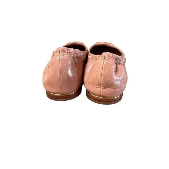 Tory Burch Pink Moon Ballet Flats Shoes Women’s Size 7 M Gold Logo